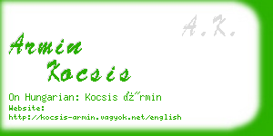 armin kocsis business card